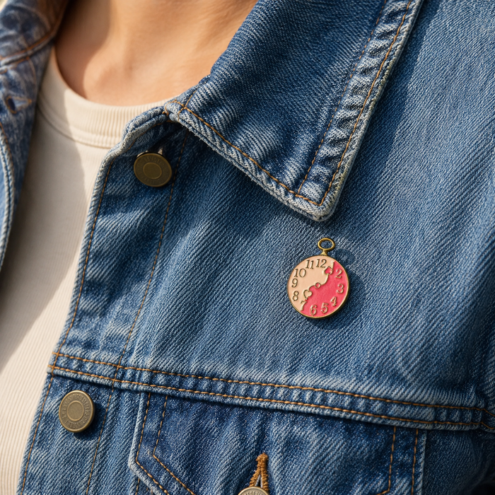 Pink Clock Enamel Lapel Pin