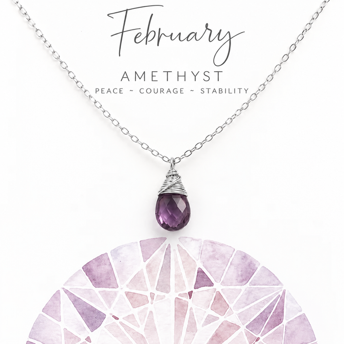 February Birthstone Necklace - Sterling Silver