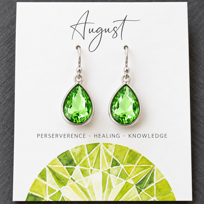 August Birthstone Peridot Crystal Earrings – Sterling Silver