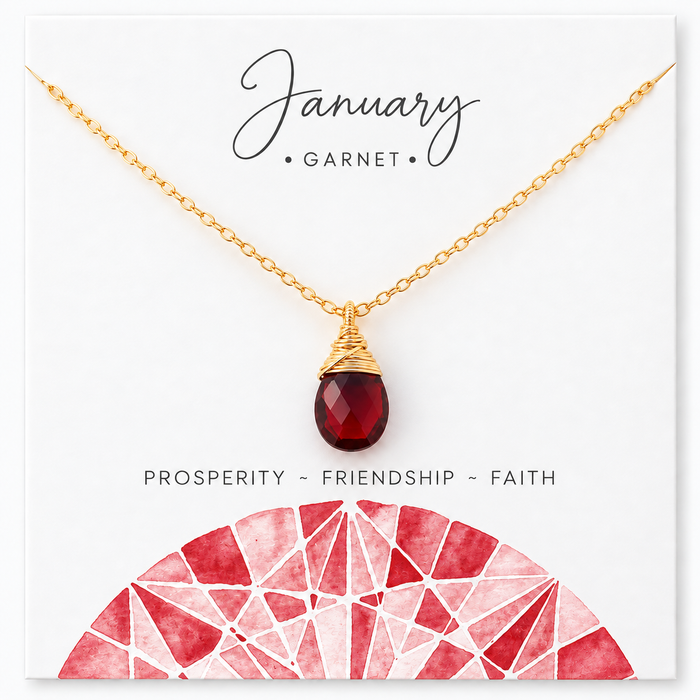Garnet Hydro Quartz January Birthstone Necklace – Gold Filled