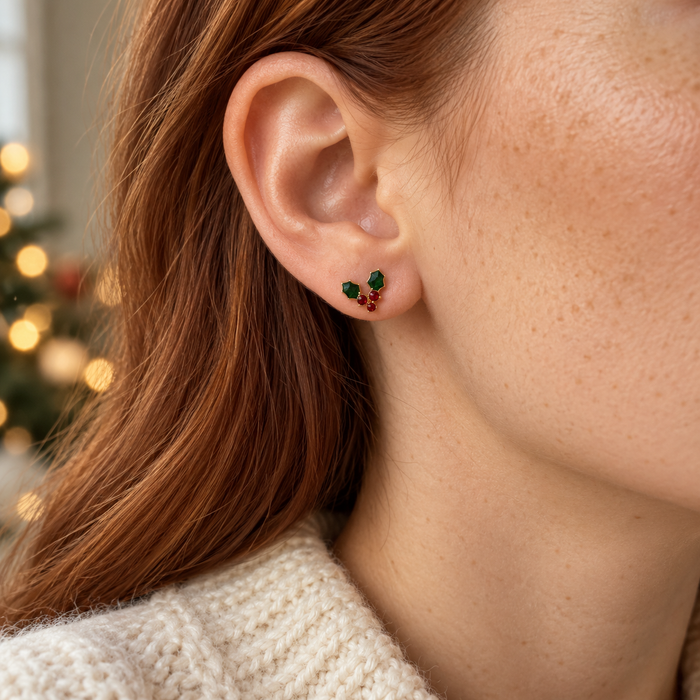 Sparkling Holly Stud Earrings