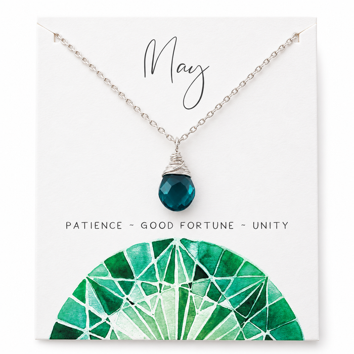 May Birthstone Necklace - Sterling Silver