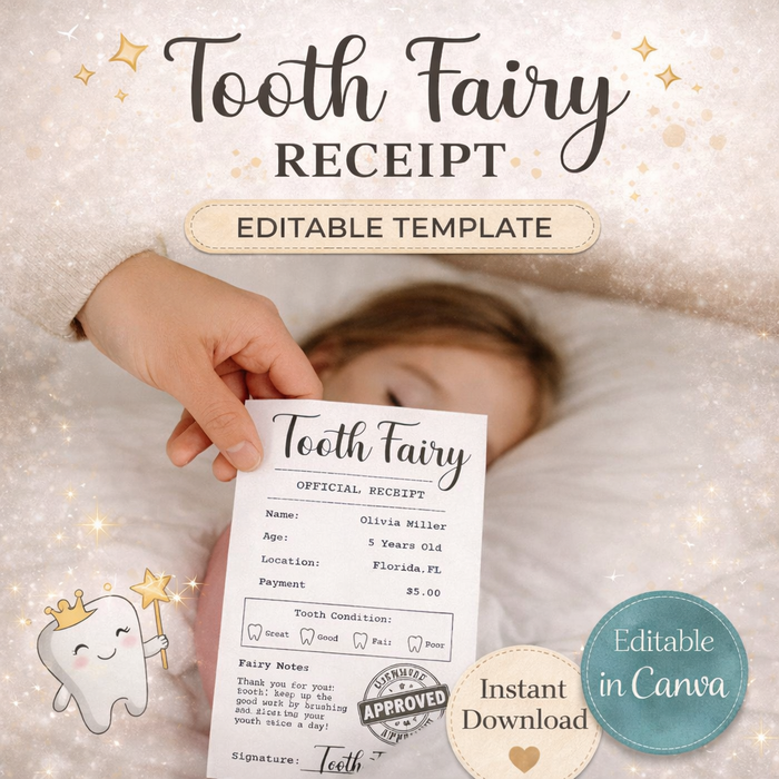 Editable Canva Tooth Fairy Receipt – Printable Template for Kids