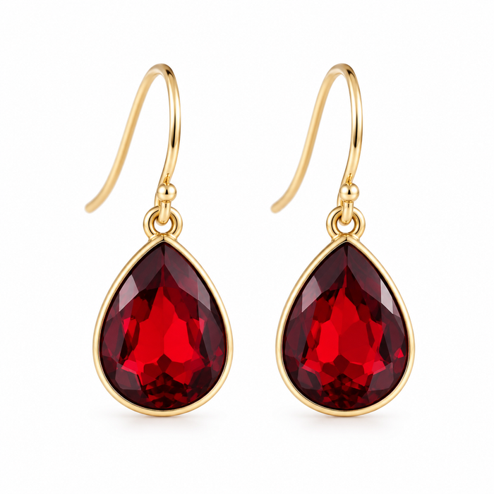 January Birthstone Garnet Teardrop Earrings – 14K Gold Filled