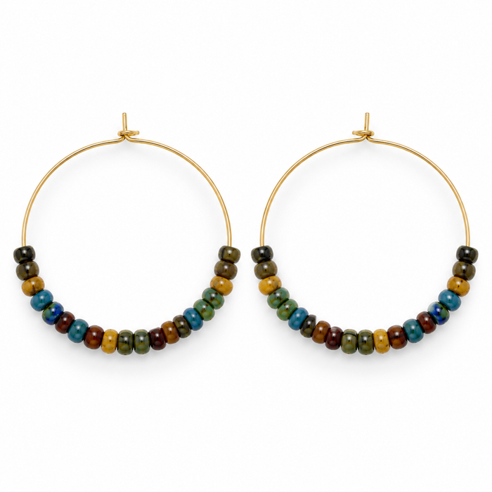Czech Glass Beaded Gold Hoop Earrings – Caribbean Luster