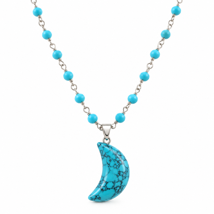 Turquoise Moon Beaded Necklace