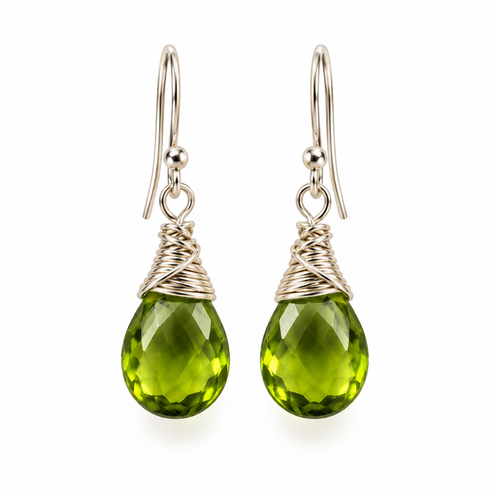 Peridot Gemstone Earrings – Sterling Silver