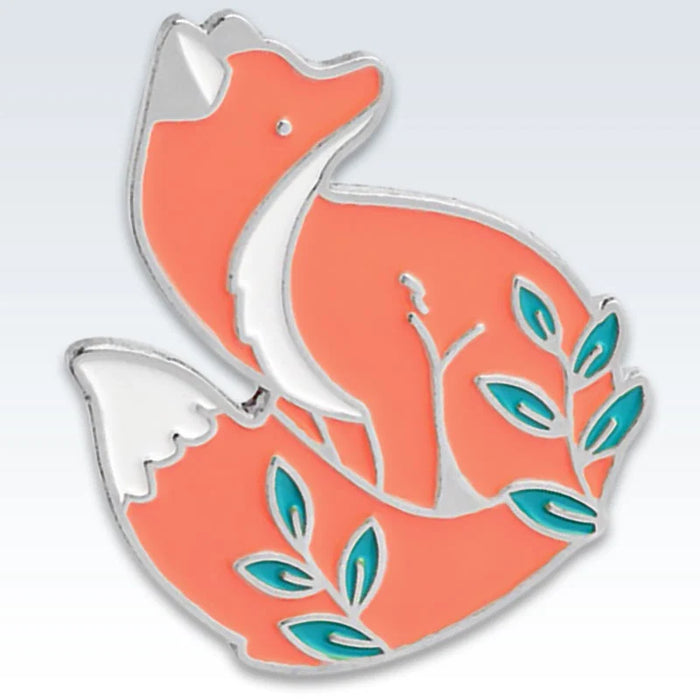 Coral Fox Enamel Pin