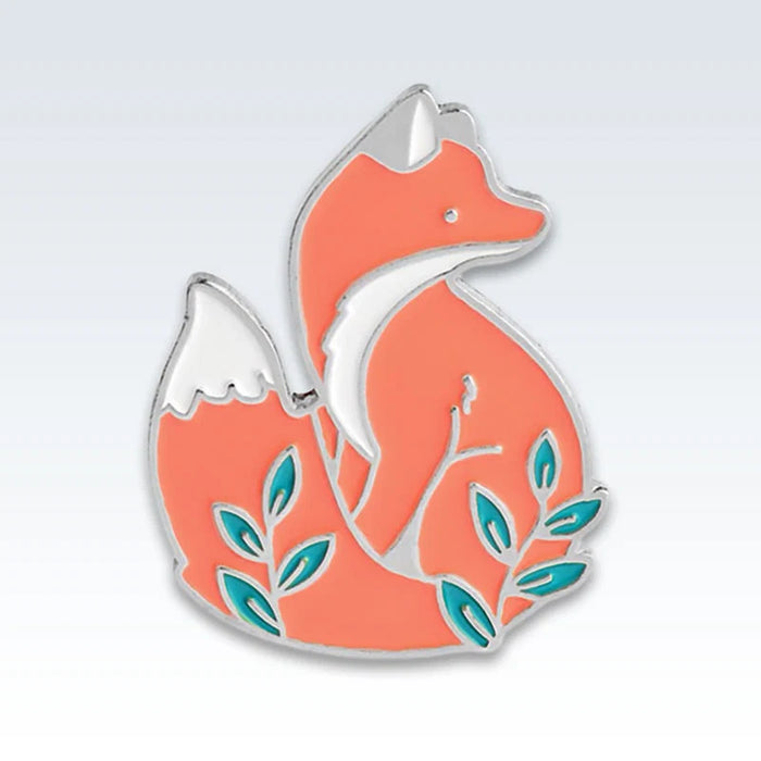 Coral Fox Enamel Pin