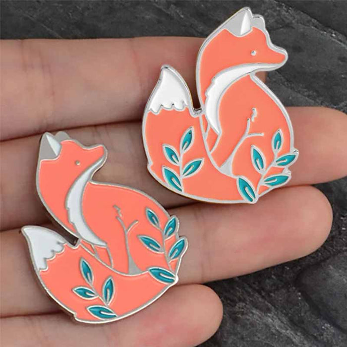 Coral Fox Enamel Pin