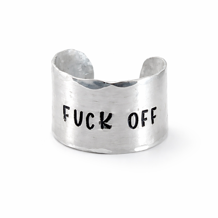 Fuck Off Ring – Hand Stamped Aluminum Statement Ring