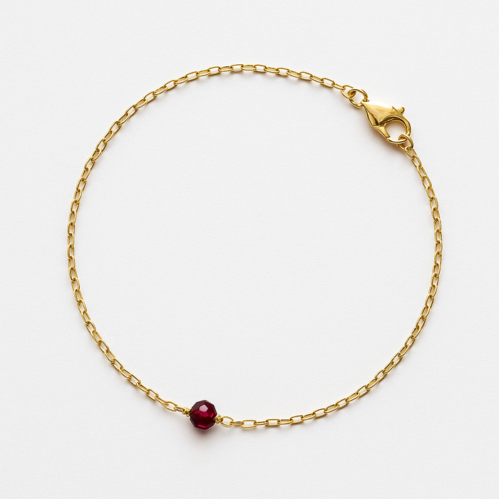 Dainty Garnet Anklet – 14k Gold Filled or Sterling Silver