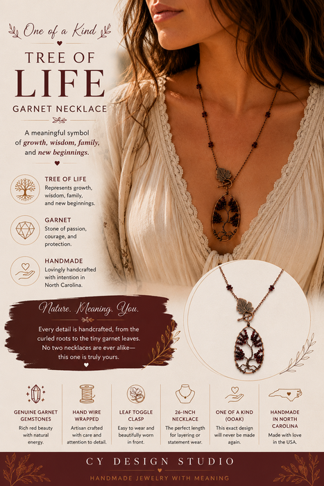 OOAK Garnet Tree of Life Necklace