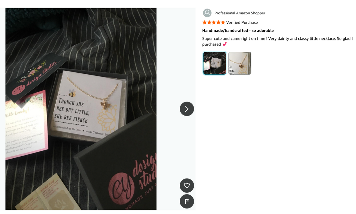 Gold Filled Bumble Bee Necklace – Gold Bee Charm on 18” Cable Chain