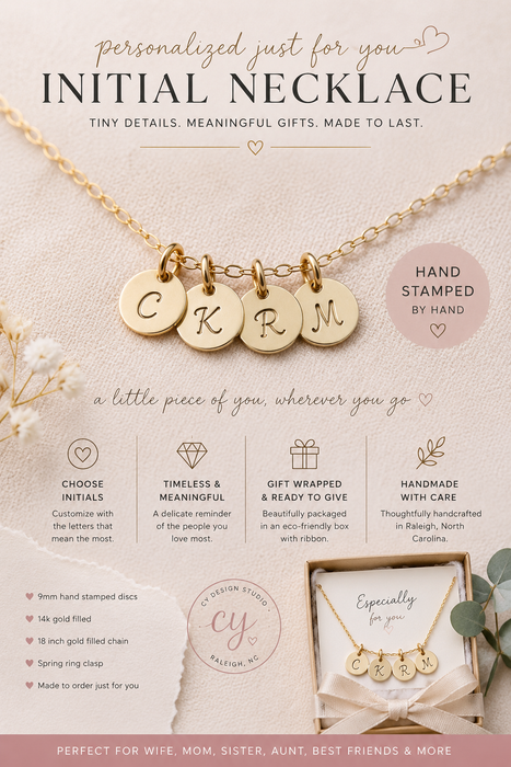 Tiny Gold Initial Necklace - Personalized 14k Gold Filled Jewelry