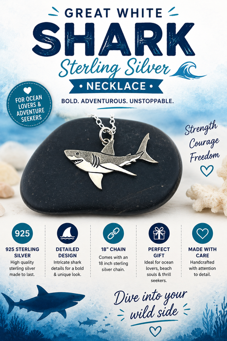 Great White Shark Sterling Silver Necklace
