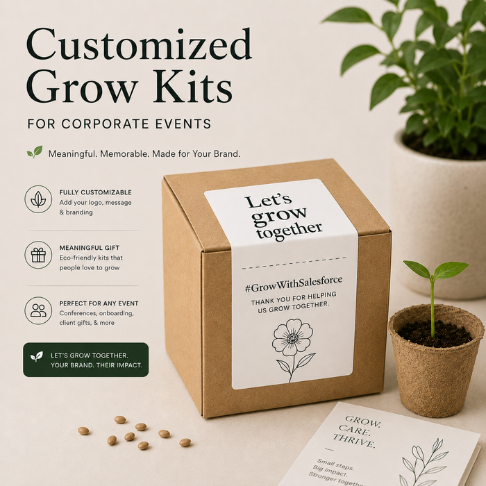 Custom Corporate Grow Kits | Employee Appreciation Gifts | Conference Swag | Branded Seed Kits | 25+ Kits