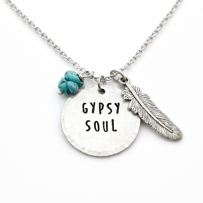 Gypsy Soul Necklace – One-of-a-Kind Hand Stamped Boho Statement Jewelry