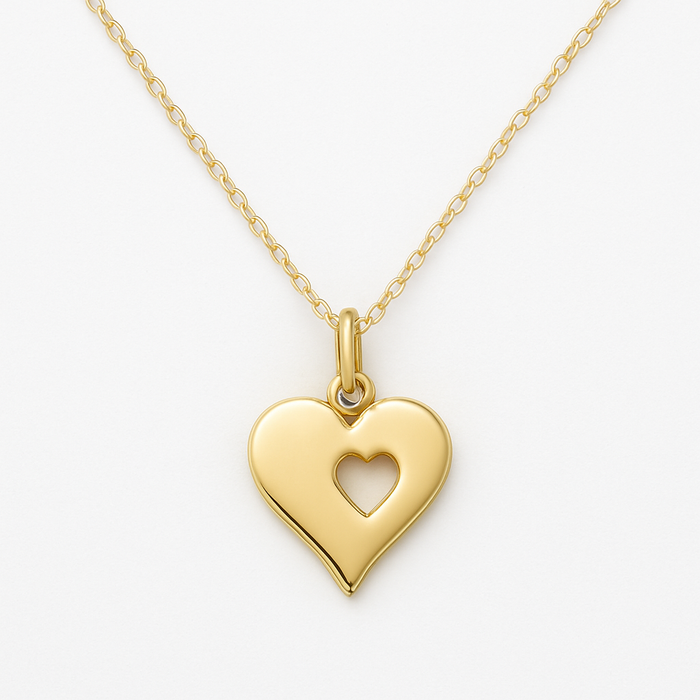 Heart Cutout Necklace – 18" Gold Filled Chain