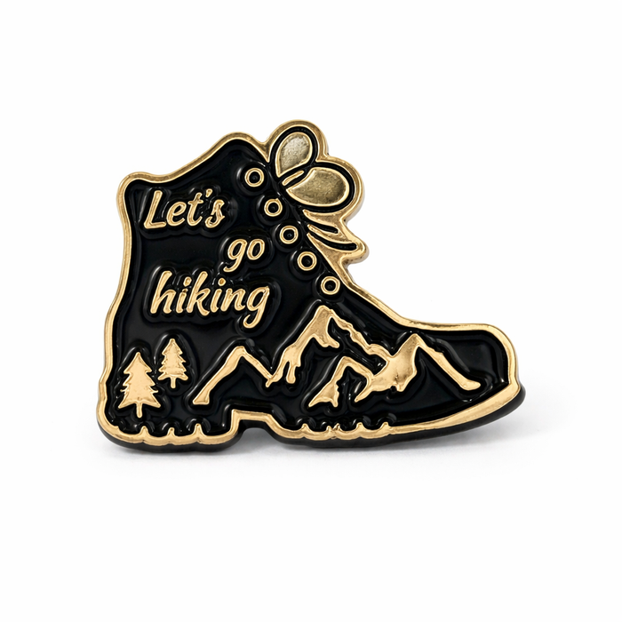 Let’s Go Hiking Enamel Pin – Mountain Boot Outdoor Adventure Lapel Pin