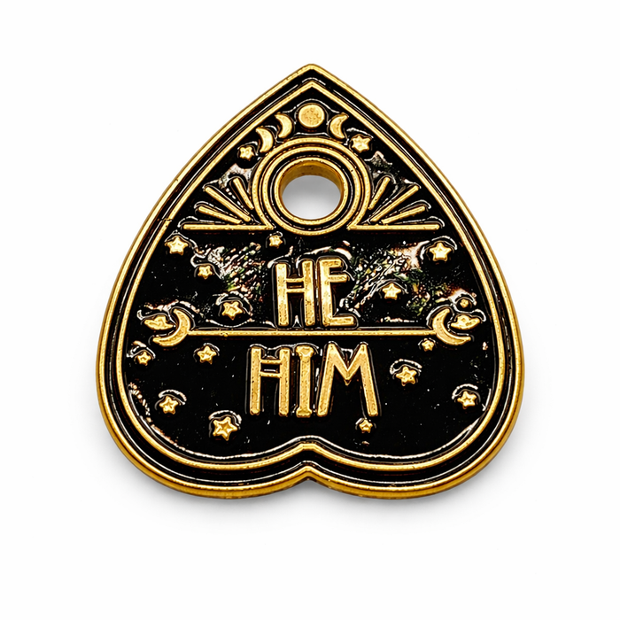 He / Him Ouija Planchette Pronoun Enamel Pin – Spooky Pronoun Pin