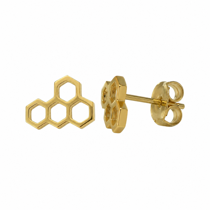 Gold Honeycomb Stud Earrings