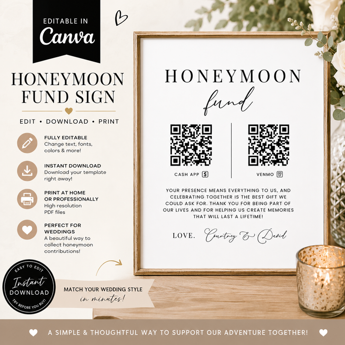 Honeymoon Fund Sign Template