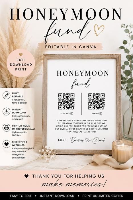 Honeymoon Fund Sign Template