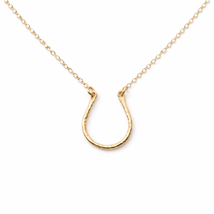 Gold Filled Horseshoe Necklace – Handmade Good Luck Pendant, 14K Yellow Gold Filled Chain