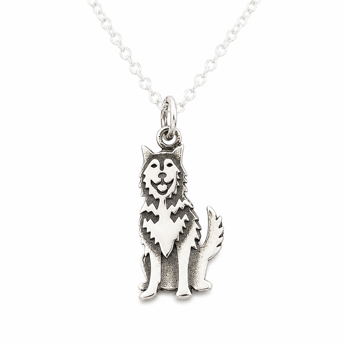 Sterling Silver Siberian Husky Dog Necklace