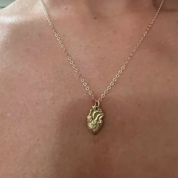 Anatomical Heart Charm 14k Gold Filled Necklace