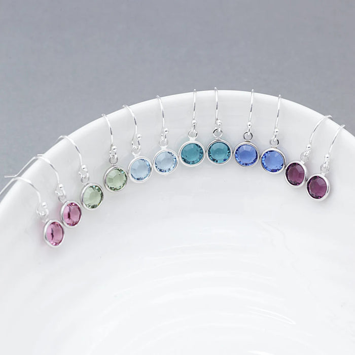 Girls Birthstone Earrings • Swarovski Crystal Drops