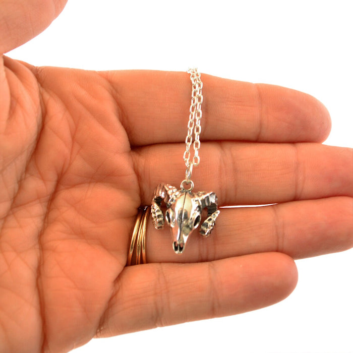 Ram Skull Talisman Necklace – Sterling Silver on 18" Chain