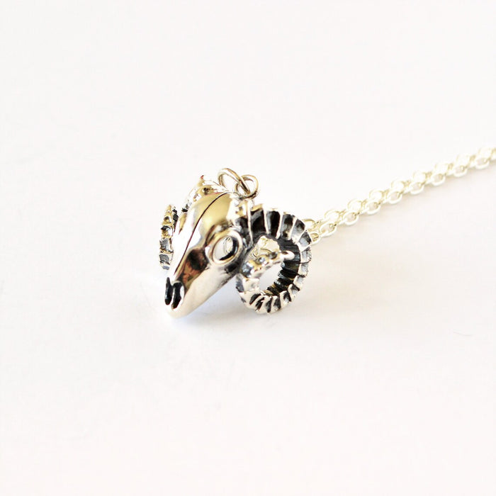 Ram Skull Talisman Necklace – Sterling Silver on 18" Chain