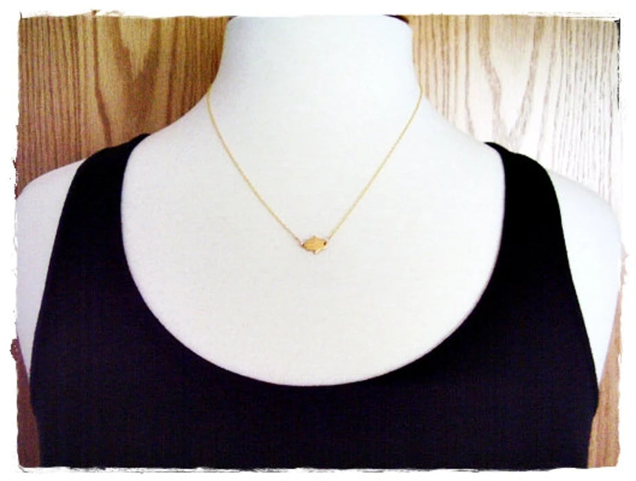 Tiny Gold Hamsa Necklace – 14k Gold Filled, 16" Dainty Necklace, Handmade in Raleigh
