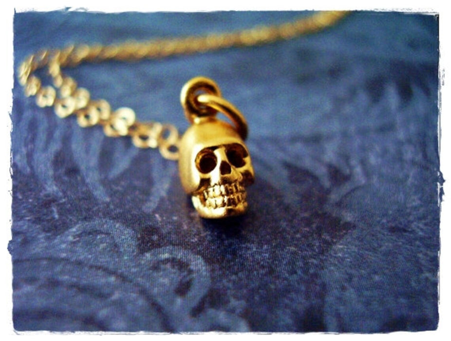 Tiny Gold Skull Necklace – 14k Gold Filled on 16" Chain