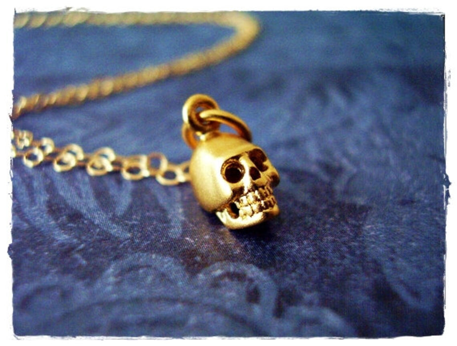 Tiny Gold Skull Necklace – 14k Gold Filled on 16" Chain