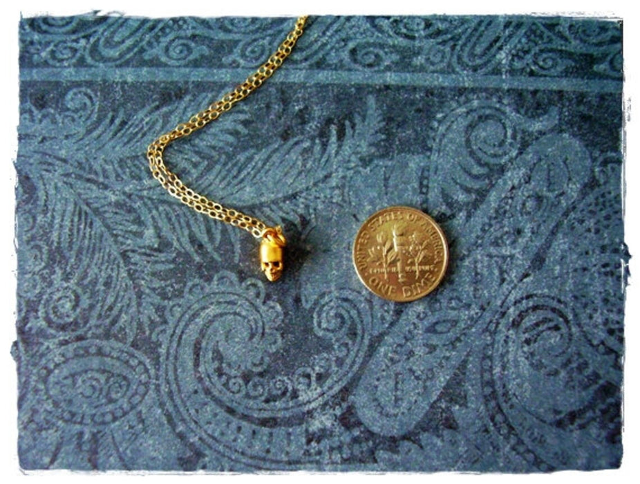 Tiny Gold Skull Necklace – 14k Gold Filled on 16" Chain