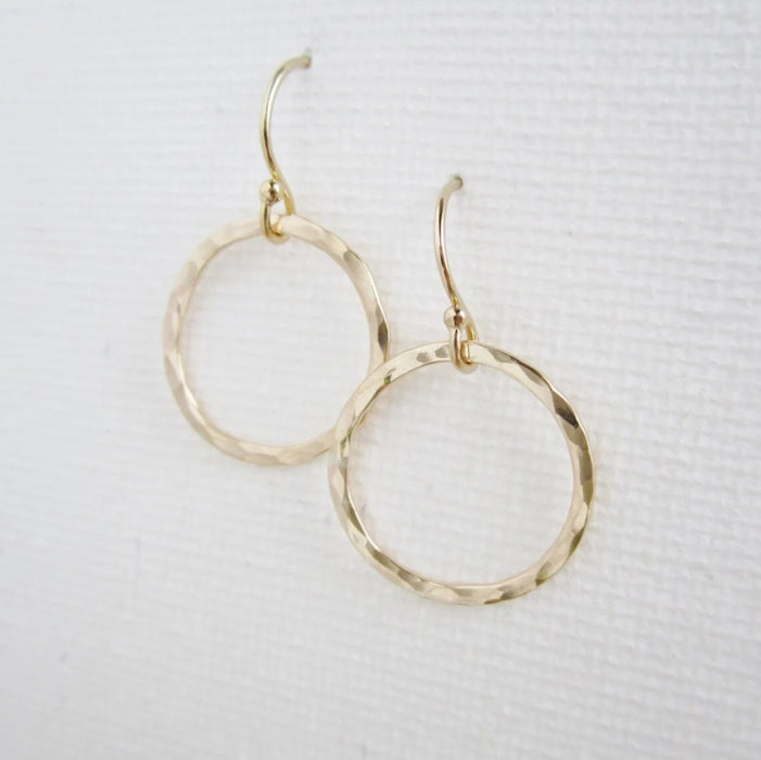 Hammered Hoop Earrings – 16mm Gold Filled or Sterling Silver
