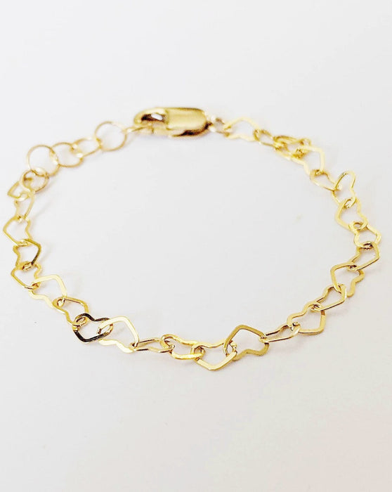Dainty Gold Filled Heart Chain Bracelet – Minimalist, Made to Order, Custom Length