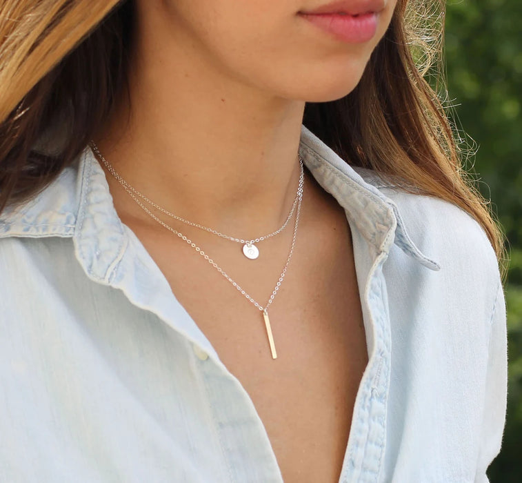 Tiny Initial Necklace - Hand Stamped Sterling Silver Initial Necklace