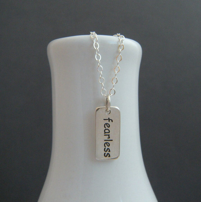 Fearless Necklace – Tiny Sterling Silver Word Charm on 16" Chain