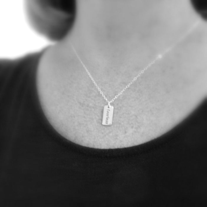 Fearless Necklace – Tiny Sterling Silver Word Charm on 16" Chain