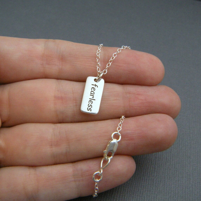 Fearless Necklace – Tiny Sterling Silver Word Charm on 16" Chain