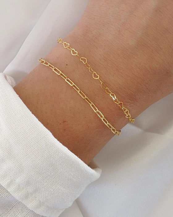 Dainty Gold Filled Heart Chain Bracelet – Minimalist, Made to Order, Custom Length