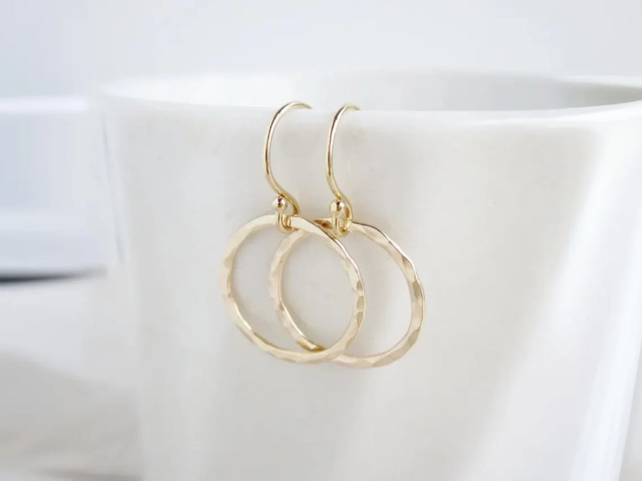 Hammered Hoop Earrings – 16mm Gold Filled or Sterling Silver