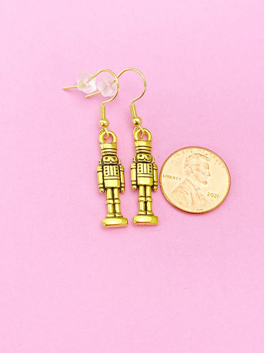 Nutcracker Charm Earrings – Gold or Silver – Gift-Ready Christmas Stocking Stuffer