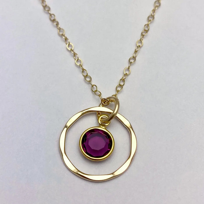 Orbit Birthstone Necklace – 14k Gold Filled Circle Pendant