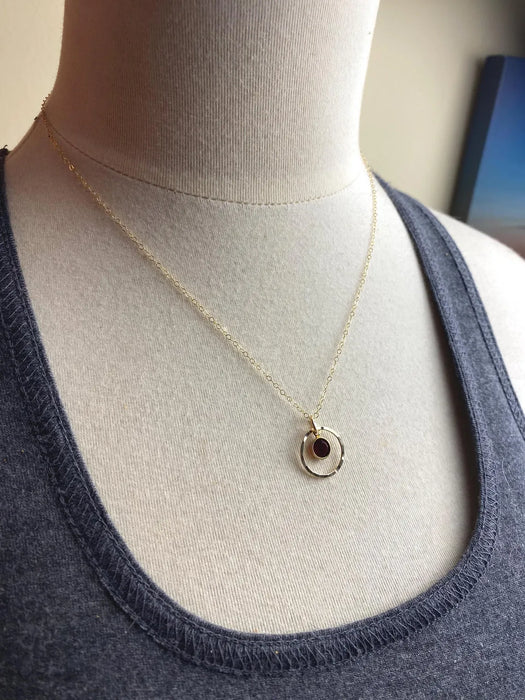 Orbit Birthstone Necklace – 14k Gold Filled Circle Pendant
