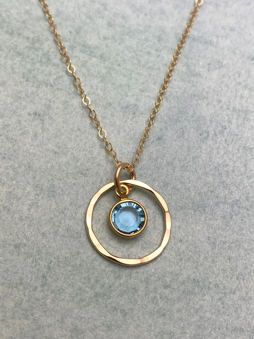 Orbit Birthstone Necklace – 14k Gold Filled Circle Pendant